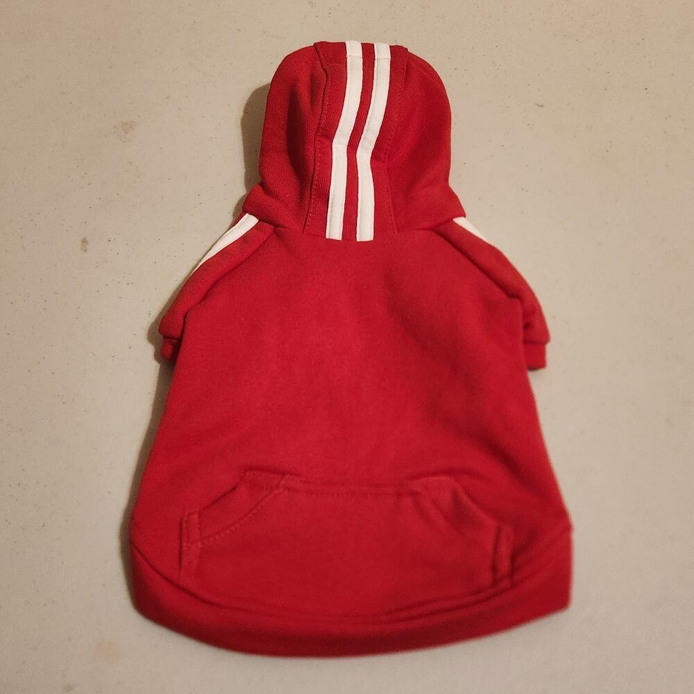 Woof Dog Hoodie Pet Sweater Tiny For Small Dog / Cat Red & White Streetwear Coat